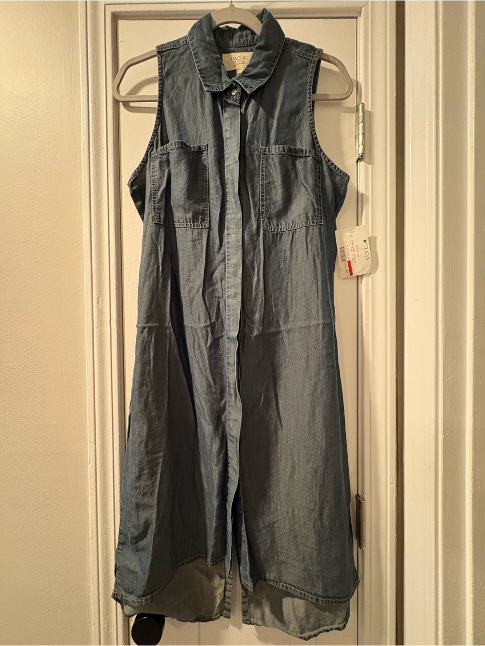 RACHEL Rachel Roy Sleeveless Soft Denim Shirt Dress